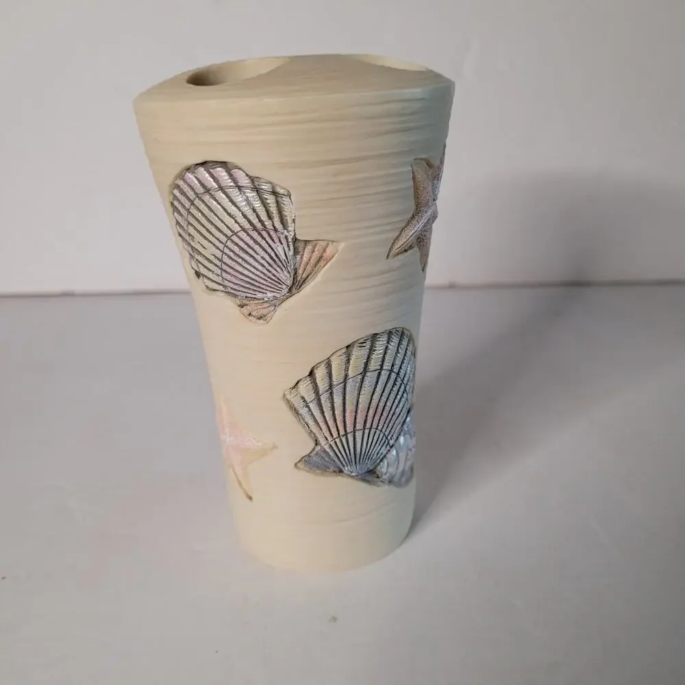 Charming Coastal Seashell Hand-Painted Resin Tumbler 4x3 inch
